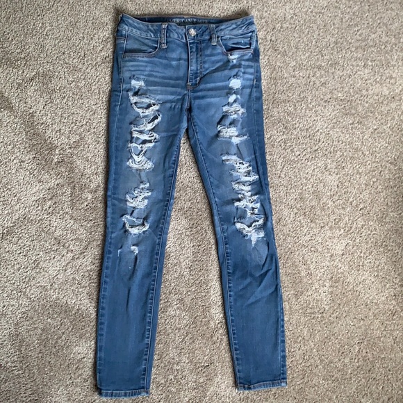 Distressed blue jeans AE - Picture 2 of 9
